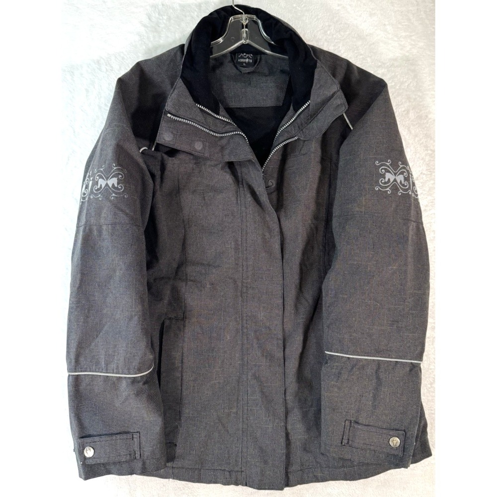 Kerrits Riding Equestrian Jacket Womens Large Charcoal Full Zip (FLAWS)